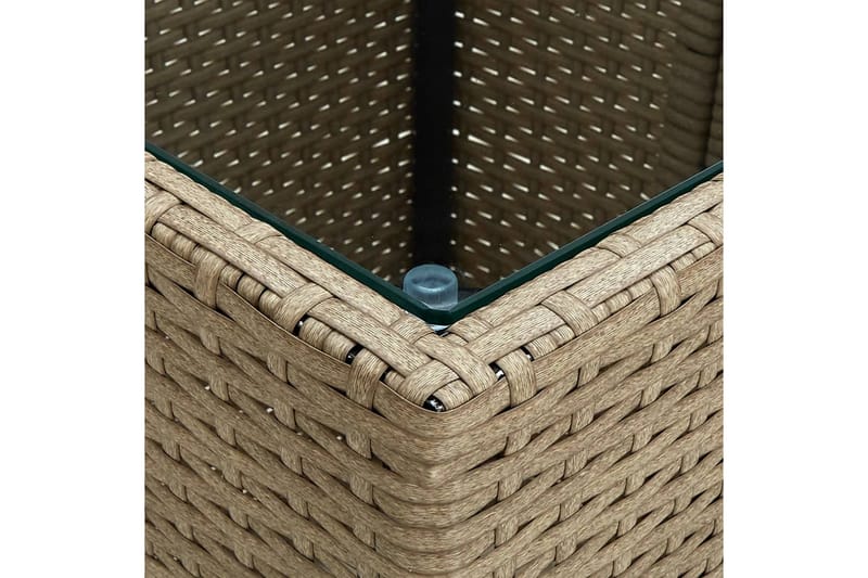 tebord 41,5x41,5x44 cm polyrattan og hærdet glas beige - Beige - Møbler - Borde - Sofabord