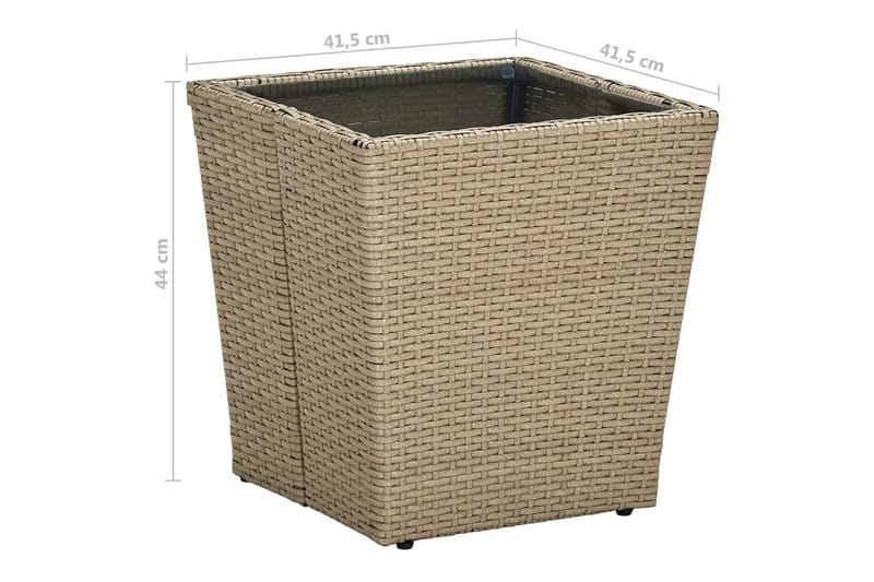 tebord 41,5x41,5x44 cm polyrattan og hærdet glas beige - Beige - Møbler - Borde - Sofabord