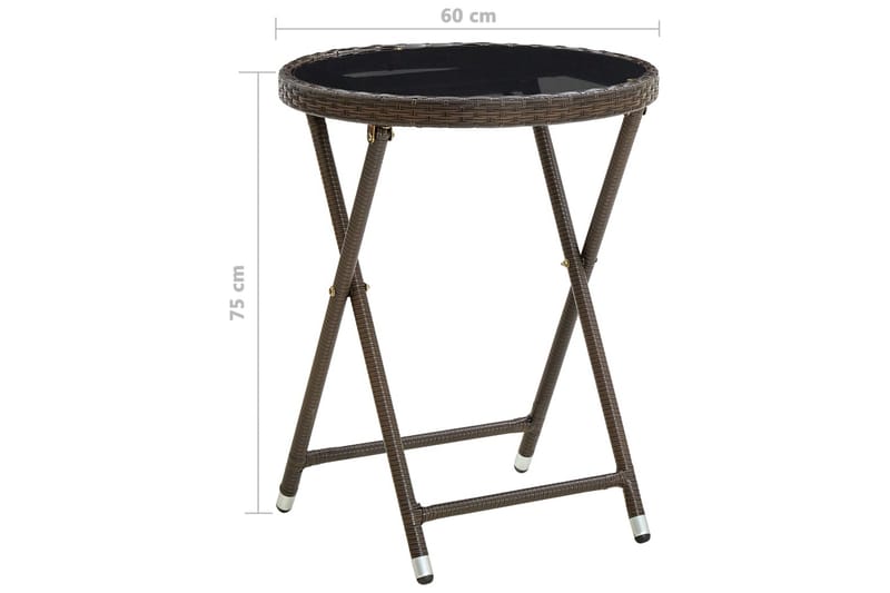 tebord 60 cm polyrattan og hærdet glas brun - Brun - Møbler - Borde - Sofabord