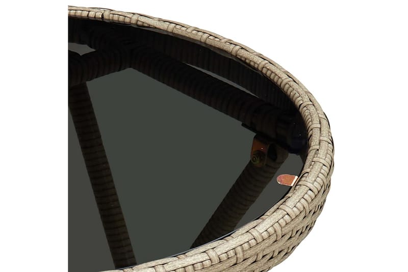 tebord 60 cm polyrattan og hærdet glas beige - Beige - Møbler - Borde - Sofabord