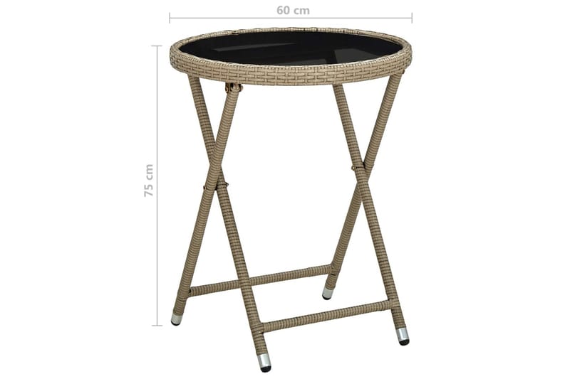 tebord 60 cm polyrattan og hærdet glas beige - Beige - Møbler - Borde - Sofabord