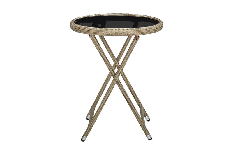 tebord 60 cm polyrattan og hærdet glas beige - Beige - Møbler - Borde - Sofabord
