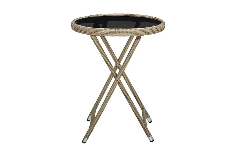 tebord 60 cm polyrattan og hærdet glas beige - Beige - Sofabord