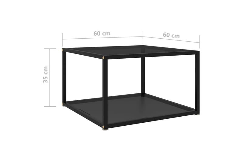 Tebord 60x60x35 cm hærdet glas sort - Sort - Møbler - Borde - Sofabord