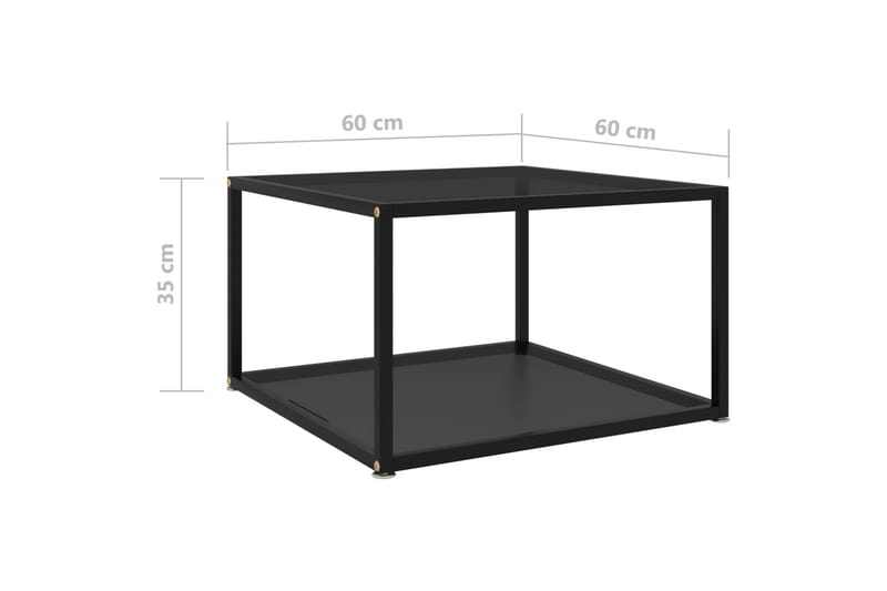 Tebord 60x60x35 cm hærdet glas sort - Sort - Sofabord