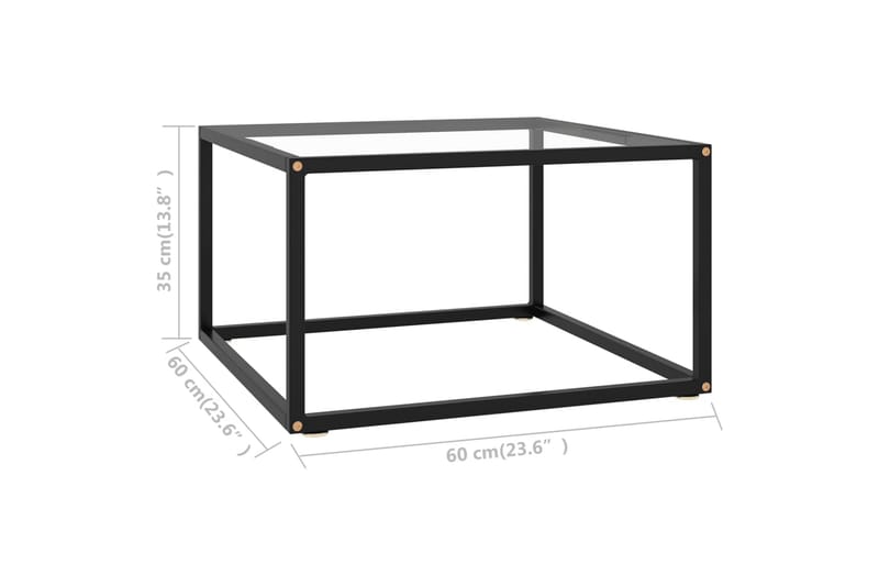 tebord 60x60x35 cm hærdet glas sort - Sort - Møbler - Borde - Sofabord