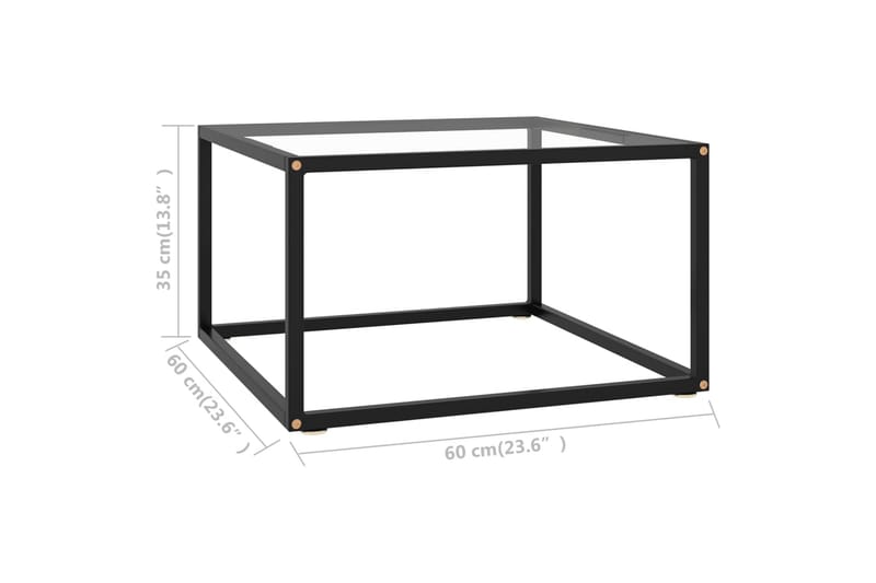 tebord 60x60x35 cm hærdet glas sort - Sort - Sofabord