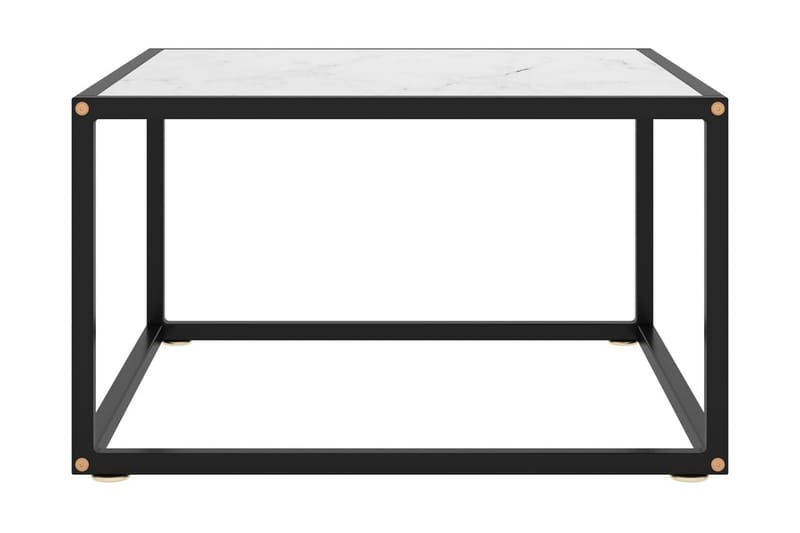 Tebord 60x60x35 cm Hvidt Marmorglas Sort - Sort - Møbler - Borde - Sofabord
