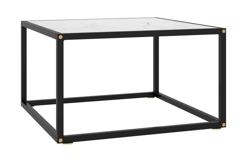 Tebord 60x60x35 cm Hvidt Marmorglas Sort - Sort - Møbler - Borde - Sofabord