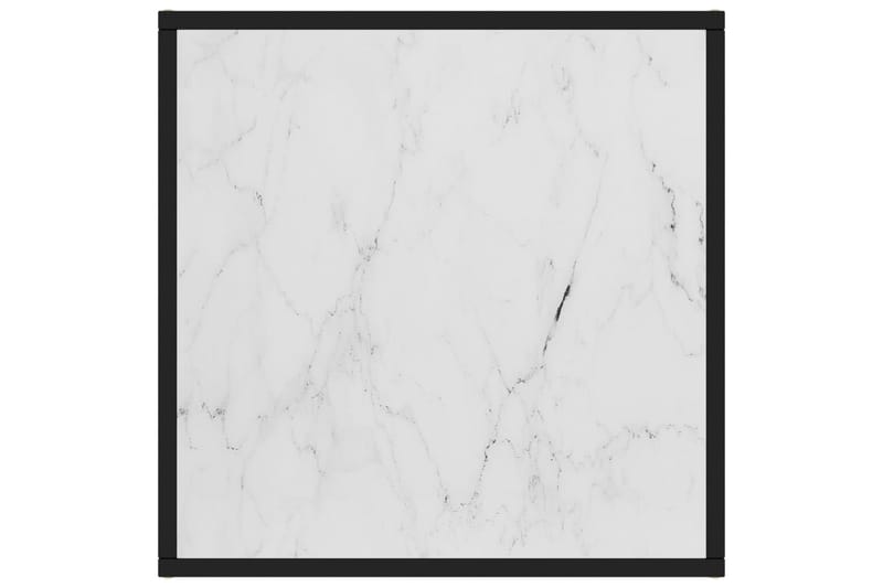 Tebord 60x60x35 cm Hvidt Marmorglas Sort - Sort - Sofabord