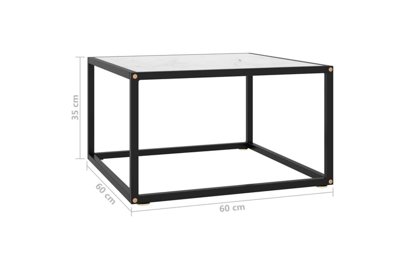 Tebord 60x60x35 cm Hvidt Marmorglas Sort - Sort - Møbler - Borde - Sofabord