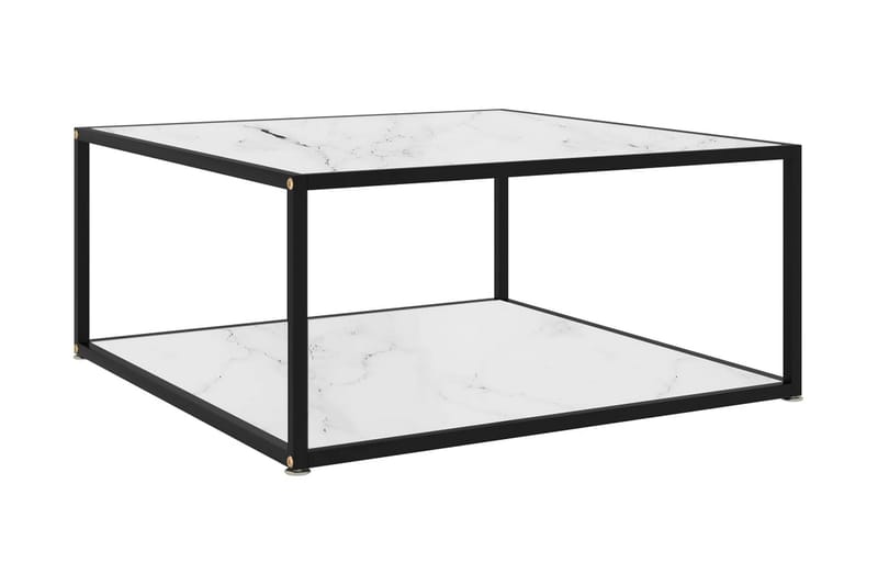 Tebord 80x80x35 cm hærdet glas hvid - Hvid - Sofabord