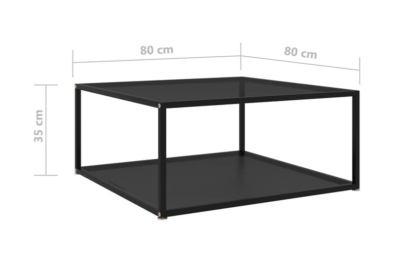 Tebord 80x80x35 cm hærdet glas sort - Sort - Møbler - Borde - Sofabord