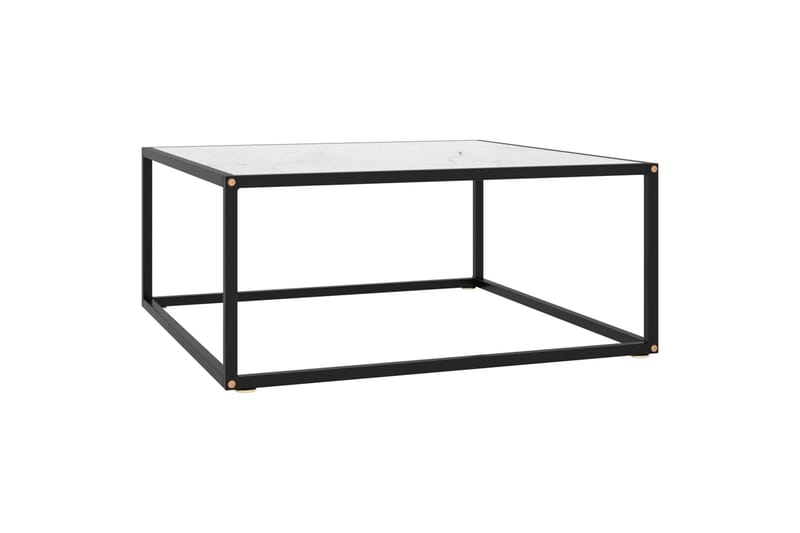 tebord 80x80x35 cm marmorglas hvid - Sort - Møbler - Borde - Sofabord