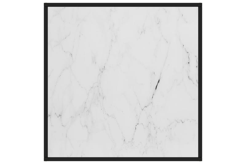 tebord 80x80x35 cm marmorglas hvid - Sort - Sofabord