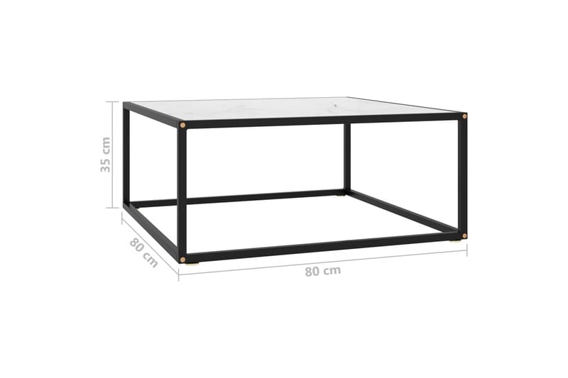 tebord 80x80x35 cm marmorglas hvid - Sort - Møbler - Borde - Sofabord