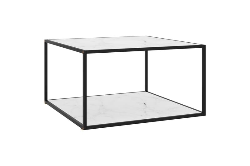 tebord 90x90x50 cm marmorglas hvid - Sort - Møbler - Borde - Sofabord