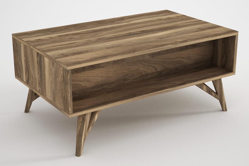 Tera Home Sofabord 90 cm med Opbevaring Skuffe + Hylde Dekor - Valnøddebrun - Sofabord