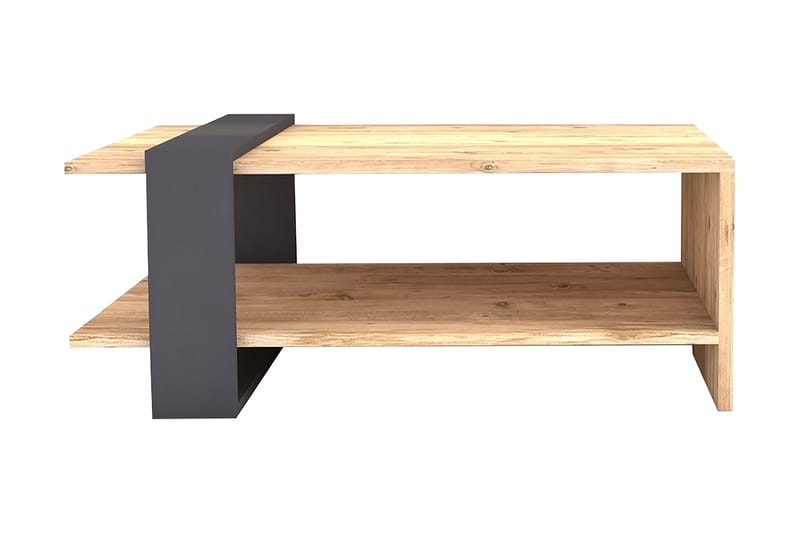 Terasa Sofabord 80 cm med Opbevaring Hylde, Valnøddebrun/Grå