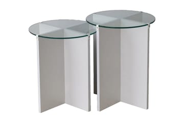 Teratio Indskudsbord 60x40x60 cm Rundt - Hvid - Møbler - Borde - Sofabord