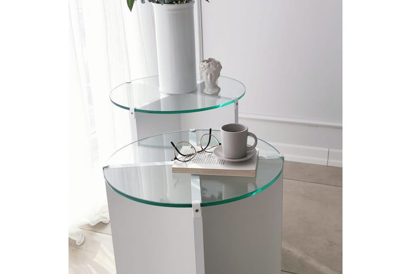 Teratio Indskudsbord 60x40x60 cm Rundt - Hvid - Møbler - Borde - Sofabord