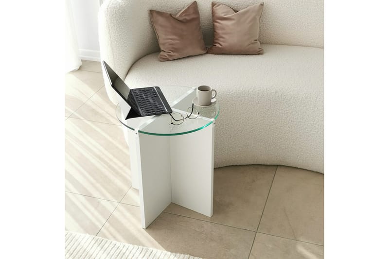 Teratio Indskudsbord 60x40x60 cm Rundt - Hvid - Møbler - Borde - Sofabord