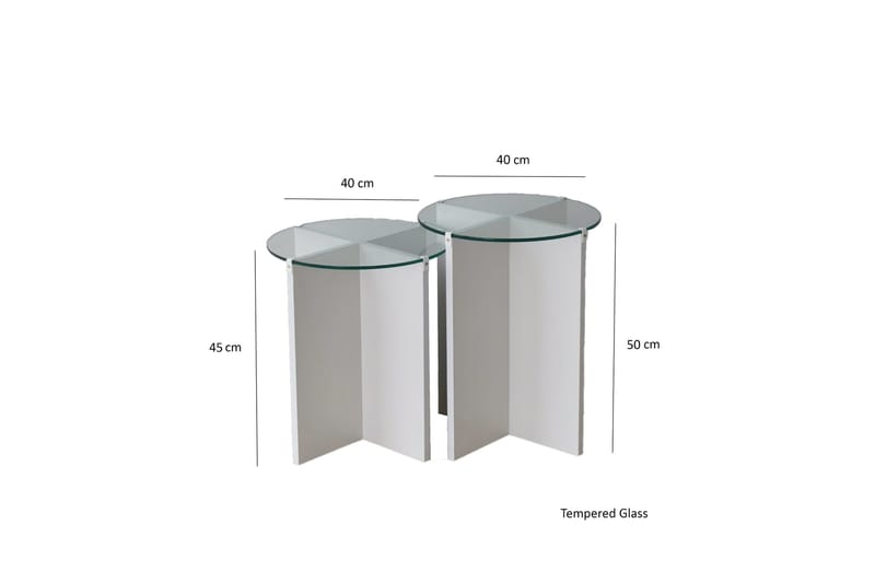 Teratio Indskudsbord 60x40x60 cm Rundt - Hvid - Møbler - Borde - Sofabord