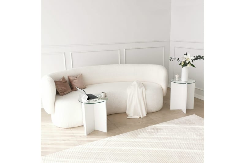 Teratio Indskudsbord 60x40x60 cm Rundt - Hvid - Møbler - Borde - Sofabord