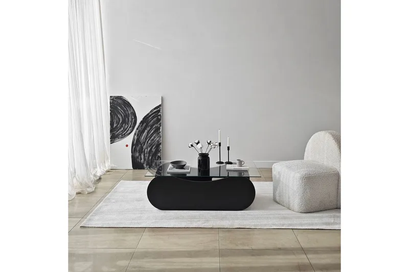 Sofabord Tevrin Sort / Transparent - Sort / Transparent - Møbler - Borde - Sofabord