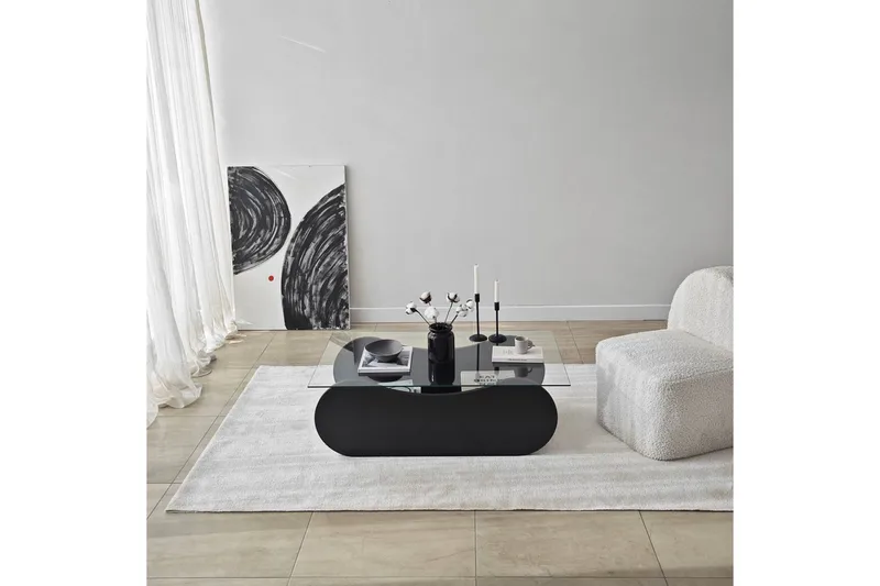 Sofabord Tevrin Sort / Transparent - Sort / Transparent - Møbler - Borde - Sofabord