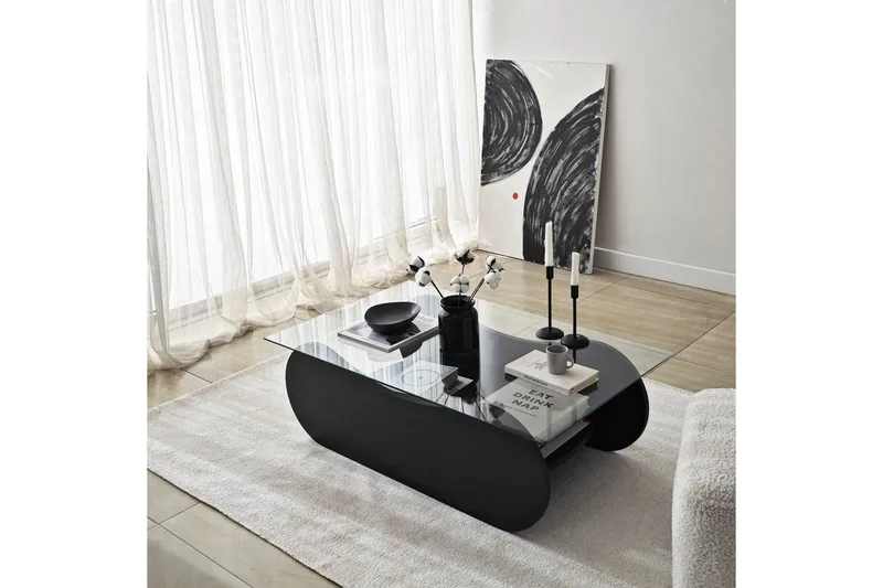 Sofabord Tevrin Sort / Transparent - Sort / Transparent - Møbler - Borde - Sofabord