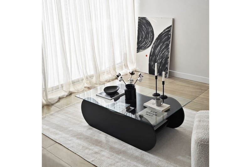 Sofabord Tevrin Sort / Transparent - Sort / Transparent - Møbler - Borde - Sofabord