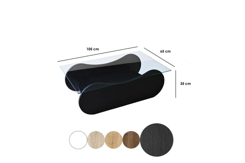 Sofabord Tevrin Sort / Transparent - Sort / Transparent - Møbler - Borde - Sofabord