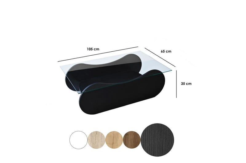 Sofabord Tevrin Sort / Transparent - Sort / Transparent - Møbler - Borde - Sofabord