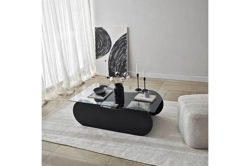 Sofabord Tevrin Sort / Transparent - Sort / Transparent - Møbler - Borde - Sofabord