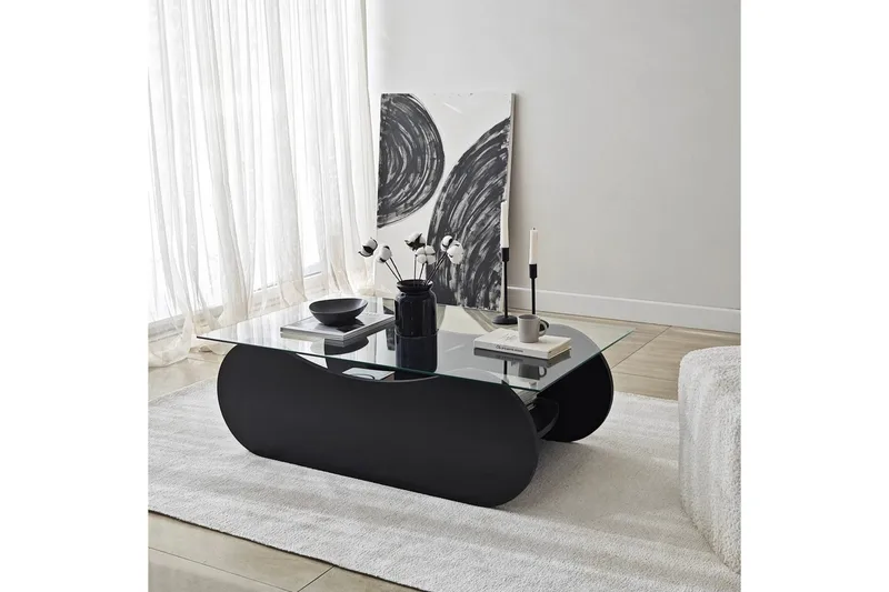 Sofabord Tevrin Sort / Transparent - Sort / Transparent - Møbler - Borde - Sofabord