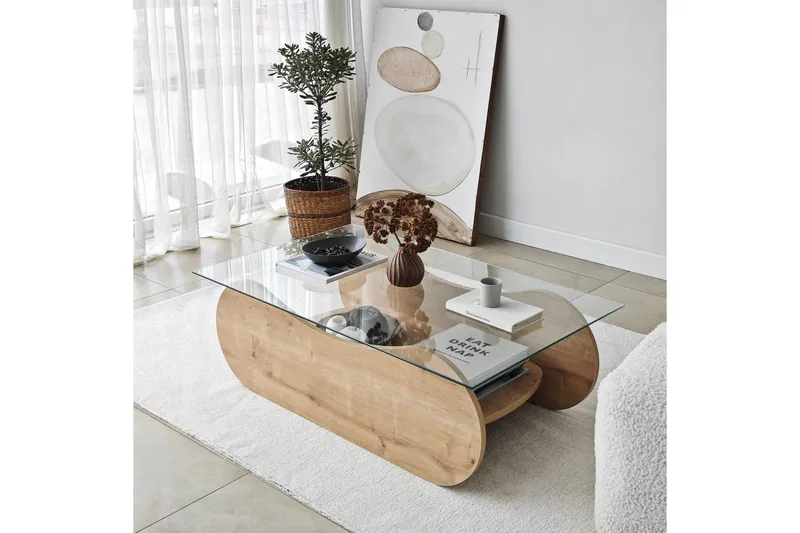 Sofabord Tevrin Sudamal Eg / Gennemsigtig - Sudamal Eg / Gennemsigtig - Møbler - Borde - Sofabord