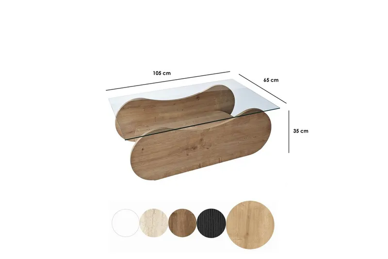 Sofabord Tevrin Sudamal Eg / Gennemsigtig - Sudamal Eg / Gennemsigtig - Møbler - Borde - Sofabord