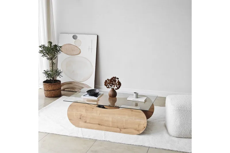 Sofabord Tevrin Sudamal Eg / Gennemsigtig - Sudamal Eg / Gennemsigtig - Møbler - Borde - Sofabord