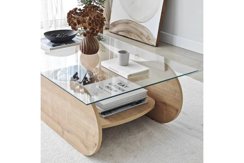 Sofabord Tevrin Sudamal Eg / Gennemsigtig - Sudamal Eg / Gennemsigtig - Møbler - Borde - Sofabord