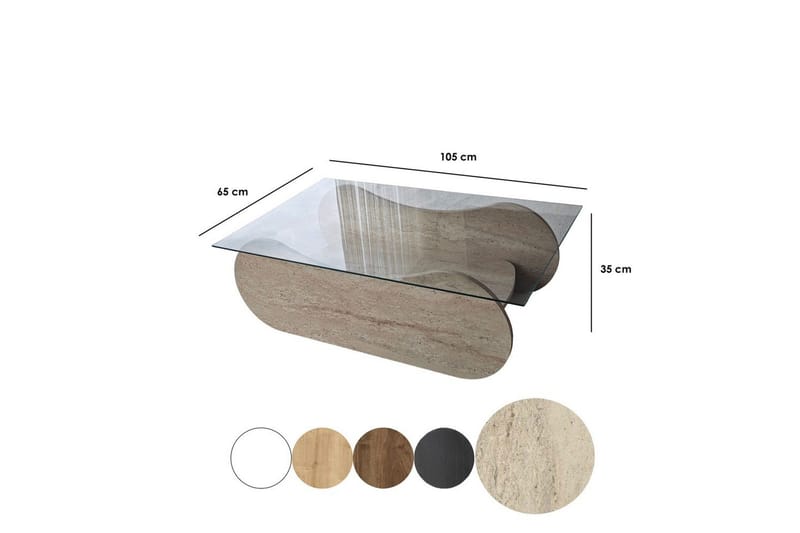 Sofabord Tevrin Travertin / Transparent - Travertin / Transparent - Møbler - Borde - Sofabord