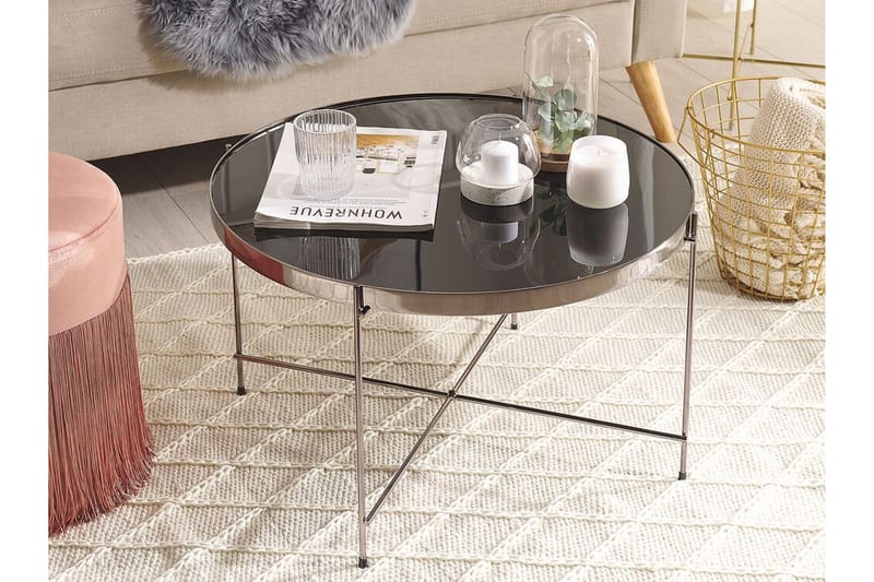 Thore Sofabord 63 cm Rundt - Glas/Sølv - Møbler - Borde - Sofabord