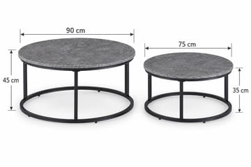 Thyra runde indskudsborde 90 cm, 2 borde - Grå / sort - Møbler - Borde - Sofabord
