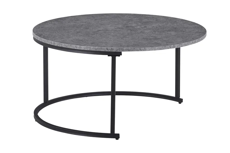 Thyra runde indskudsborde 90 cm, 2 borde - Grå / sort - Møbler - Borde - Sofabord