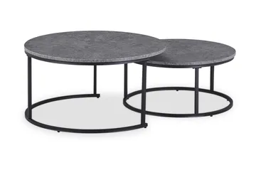 Thyra Sæt med Runde Sofaborde 90 cm 2 borde - Betongrå/Sort - Møbler - Borde - Sofabord