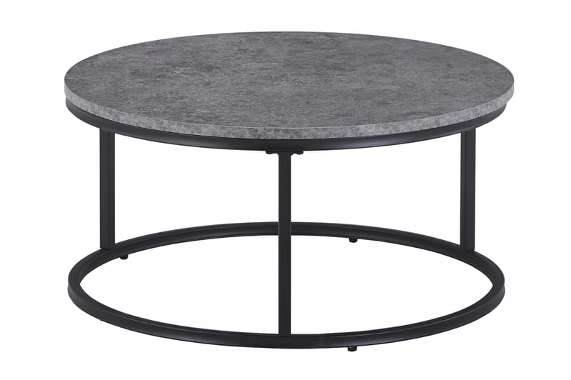 Thyra Sæt med Runde Sofaborde 90 cm 2 borde - Betongrå/Sort - Møbler - Borde - Sofabord