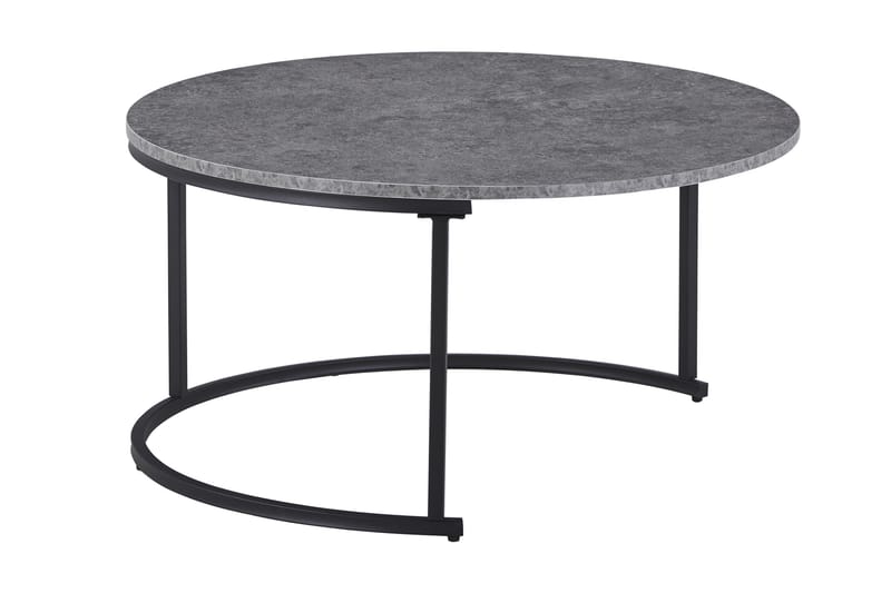 Thyra Sæt med Runde Sofaborde 90 cm 2 borde - Betongrå/Sort - Møbler - Borde - Sofabord