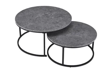 Thyra Sæt med Runde Sofaborde 90 cm 2 borde - Betongrå/Sort - Møbler - Borde - Sofabord