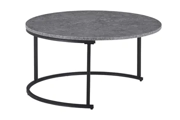 Thyra Sæt med Runde Sofaborde 90 cm 2 borde - Betongrå/Sort - Møbler - Borde - Sofabord