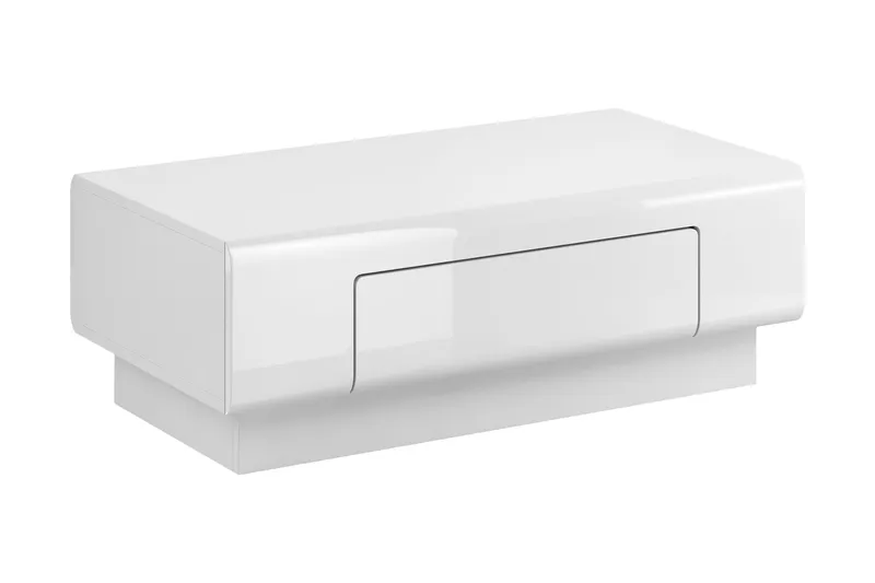 Toreno Sofabord 110 cm med Opbevaring Hylde + Skuffe, Hvid
